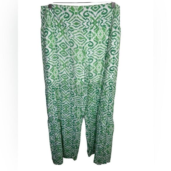 Nanette Lepore Green Print Palazzo Wide Leg Pant Size M - Picture 3 of 11